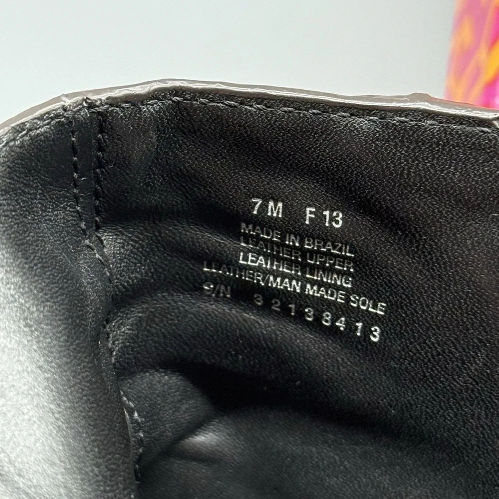Tory Burch Landers Bootie Black Leather Studded‎ Ankle Boots Chunky Heel Size 7